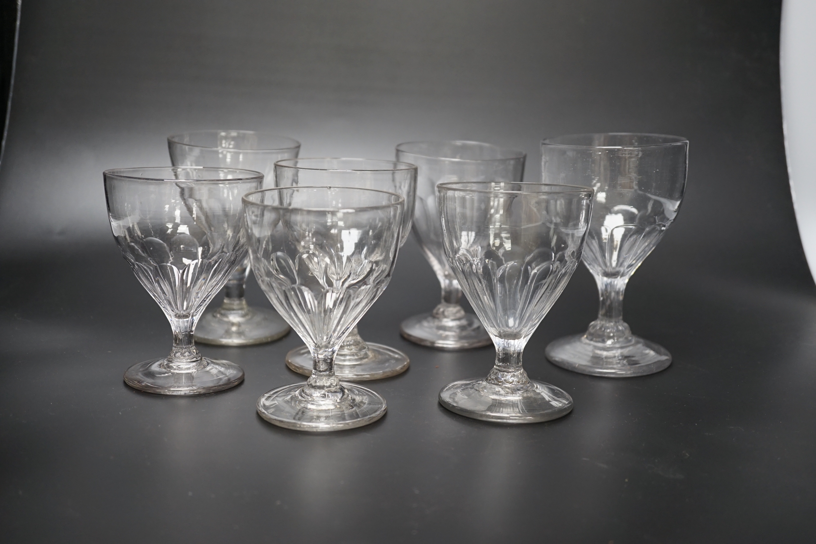 A group of seven Georgian wine glasses